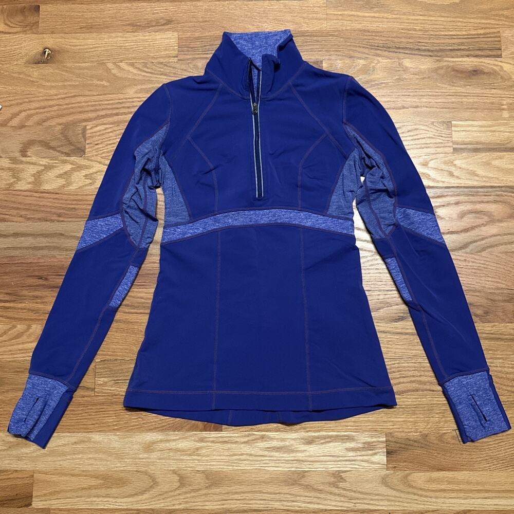 Lululemon Run: Distance Pullover Pigment Blue / Heathered Pigment Blue Size 4